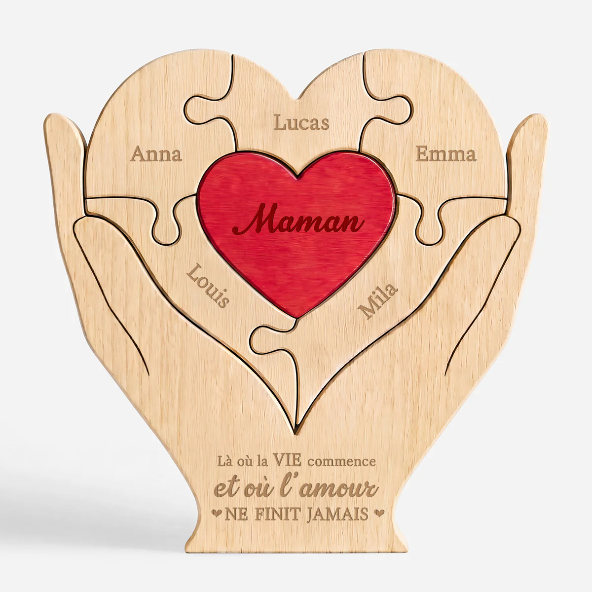 Puzzle Personnalisé En Bois - Cadeau Maman Papa Où La Vie Commence