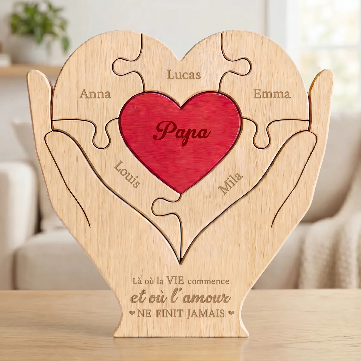 Puzzle Personnalisé En Bois - Cadeau Maman Papa Où La Vie Commence - Image 2
