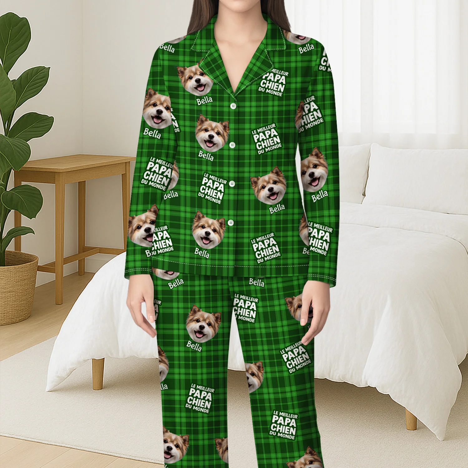 Pyjama À Carreaux Personnalisé - Meilleure Maman Chien - Image 3
