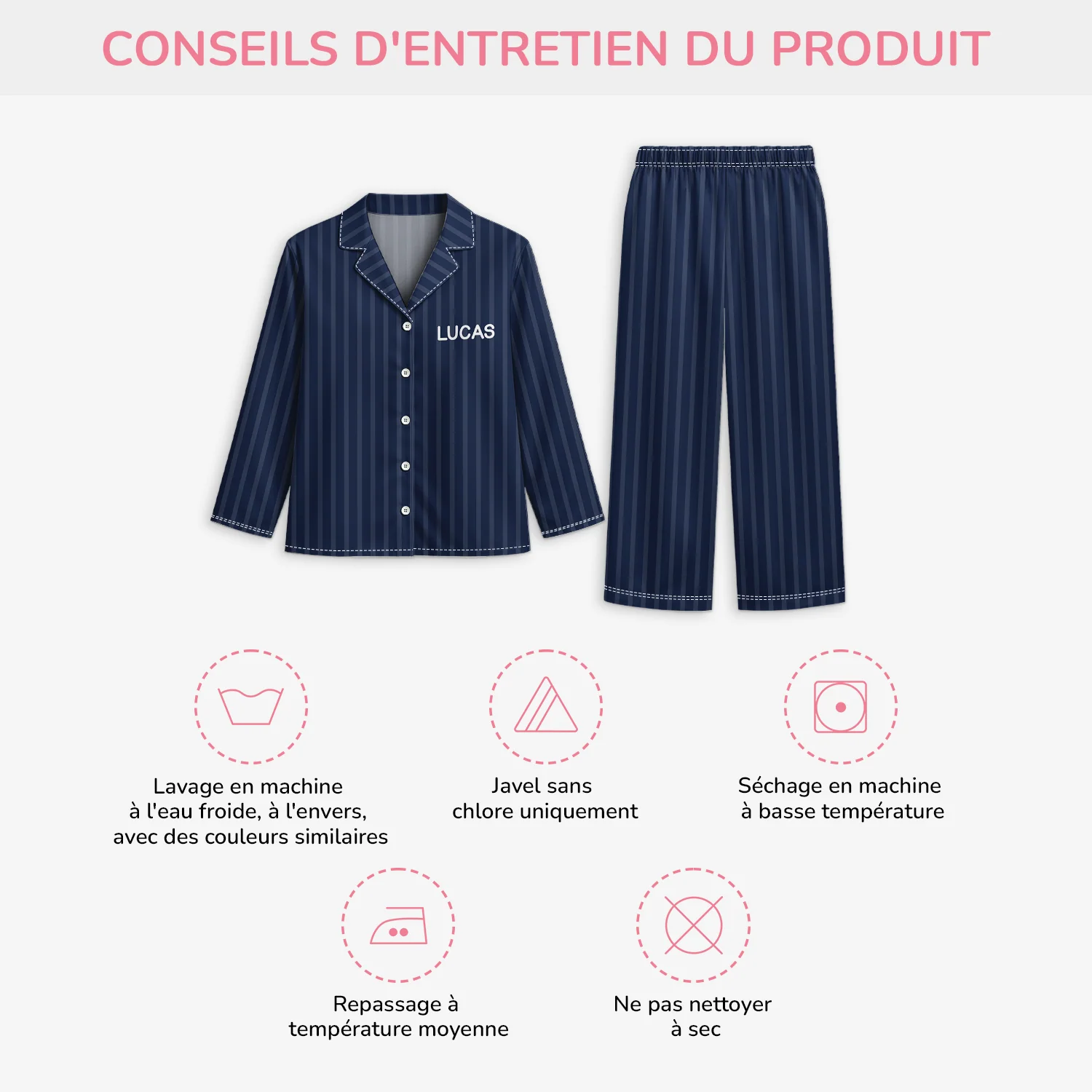 Pyjama Adulte Personnalisé Avec Prénom - Cadeau Pour Femme Et Homme - Image 4