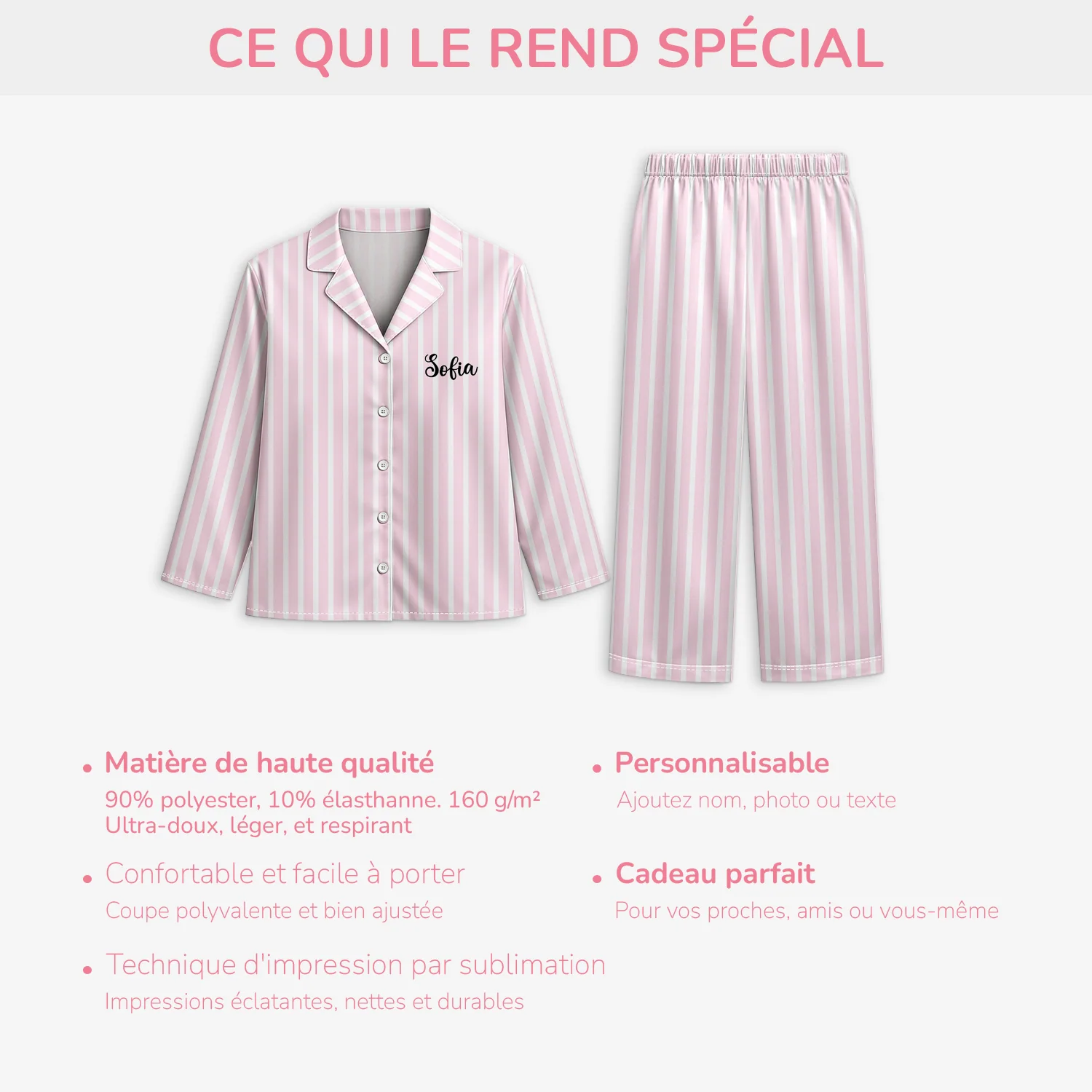 Pyjama Adulte Personnalisé Avec Prénom - Cadeau Pour Femme Et Homme - Image 5