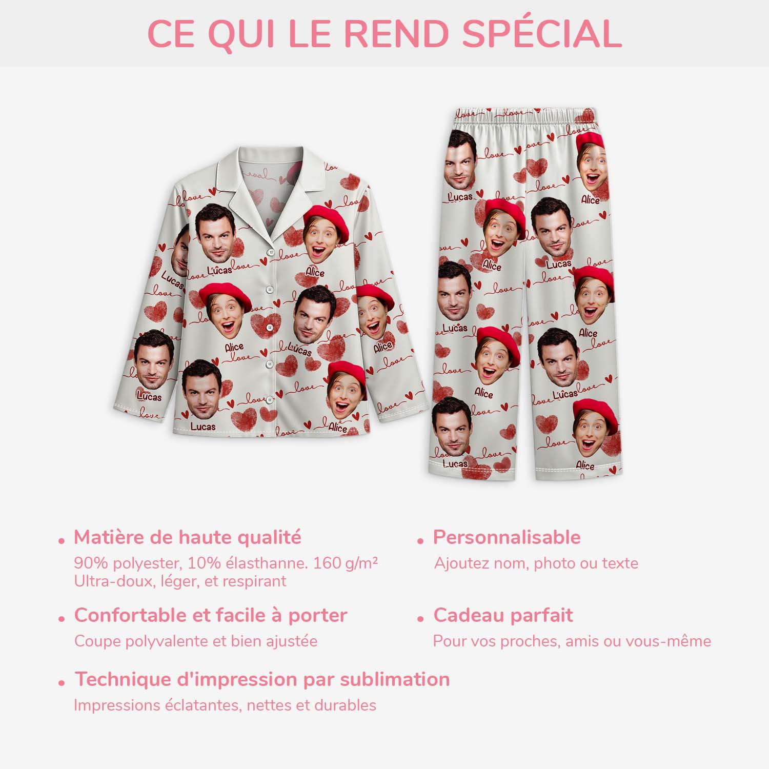 Pyjama Personnalisé Couple Avec Photo - Ensemble - Image 5