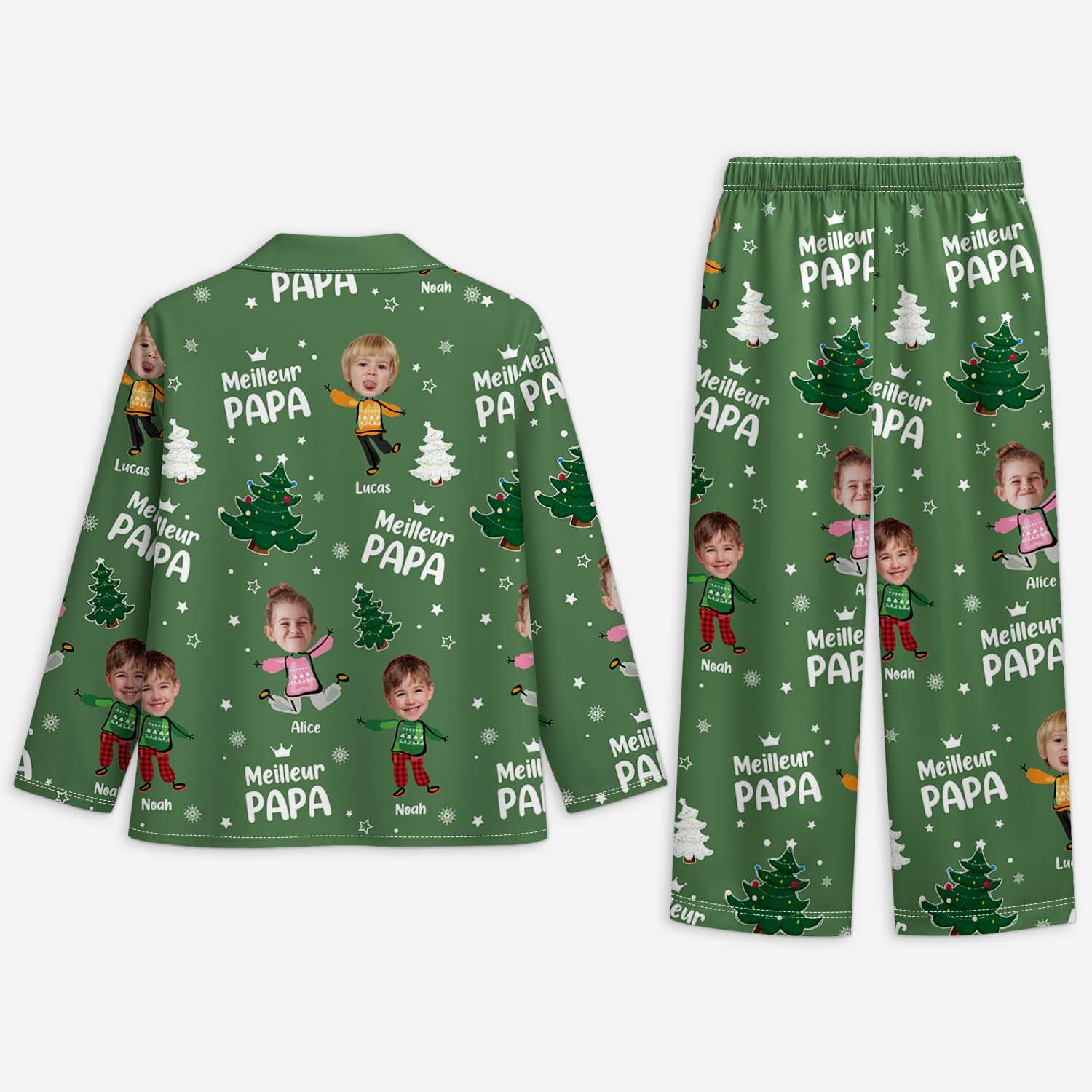 Pyjama Personnalisé Noël Photo - Meilleur Papy Mamie - Image 2