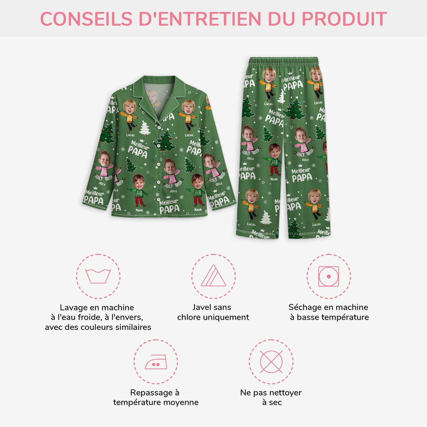 Pyjama Personnalisé Noël Photo - Meilleur Papy Mamie - Image 4