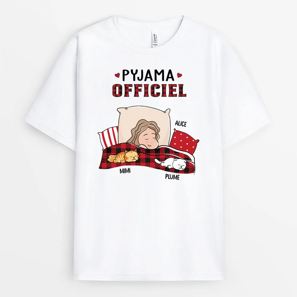Tee Shirt Personnalisé Chat - Pyjama Officiel Avec Chat Version Texte Vintage