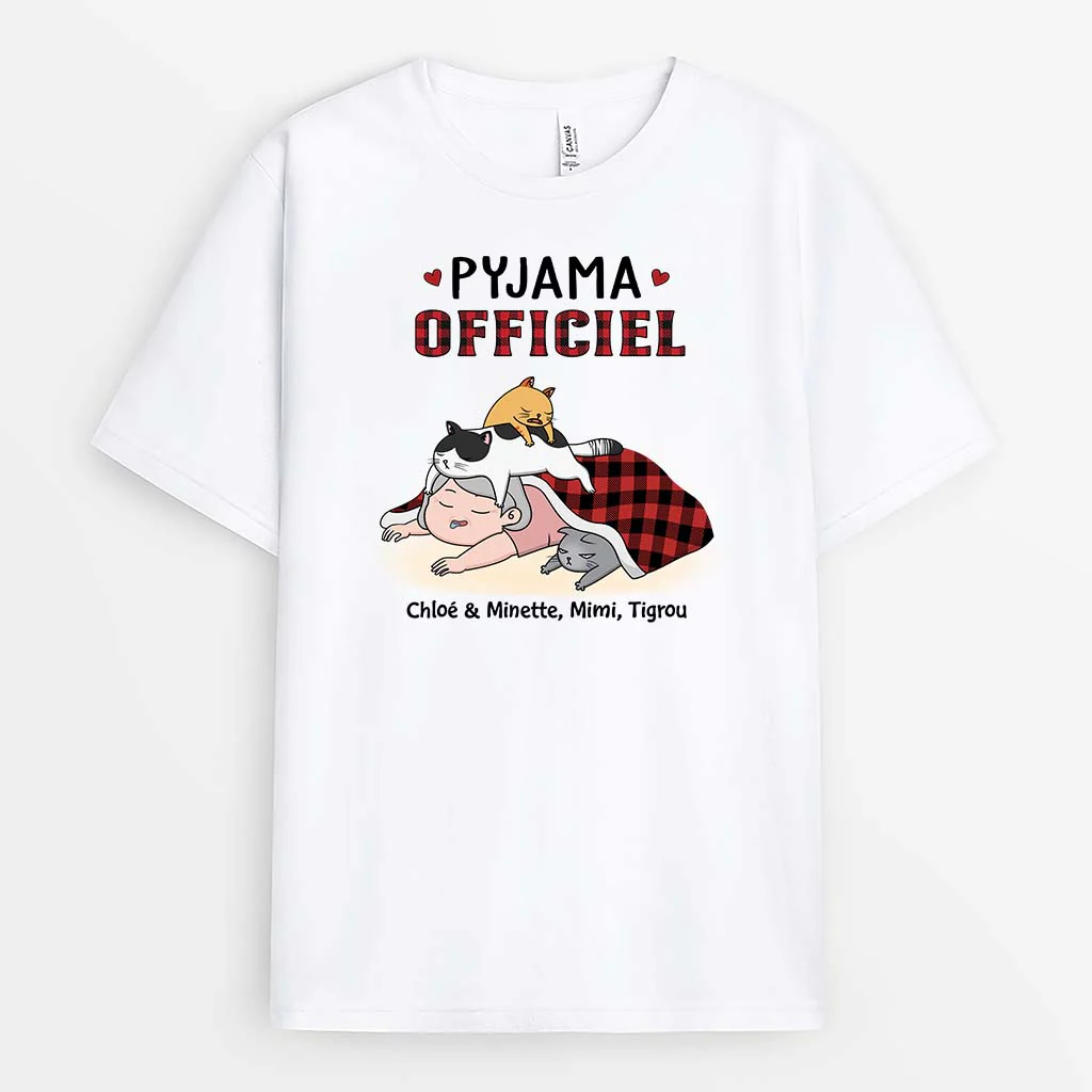 T Shirt Personnalisé Chat - Pyjama Officiel Avec Cœur