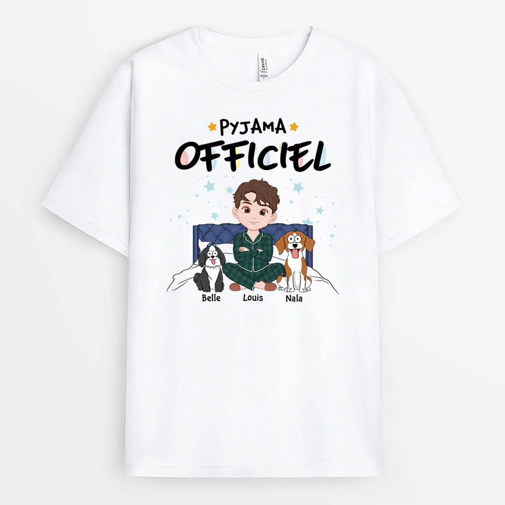Pyjama Officiel Avec Chiens Au Lit Version Femme - T Shirt Chien Personnalisé - Image 2