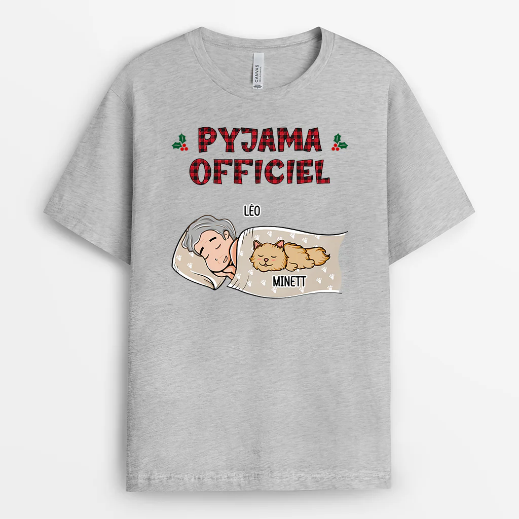 Tee Shirt Personnalisé Femme – Pyjama Officiel Chat Noël - Image 2