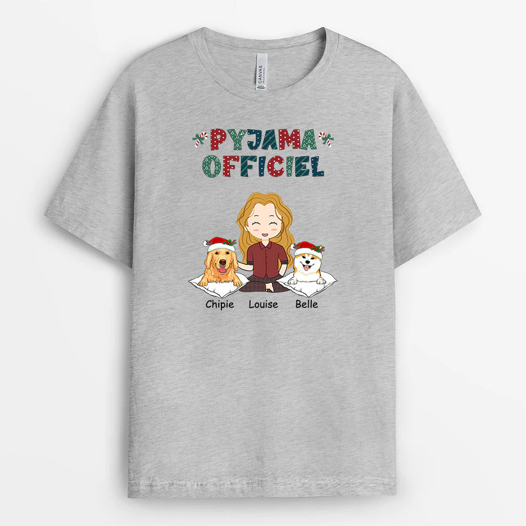Tee Shirt Personnalisé Femme - Pyjama Officiel Chien Noel