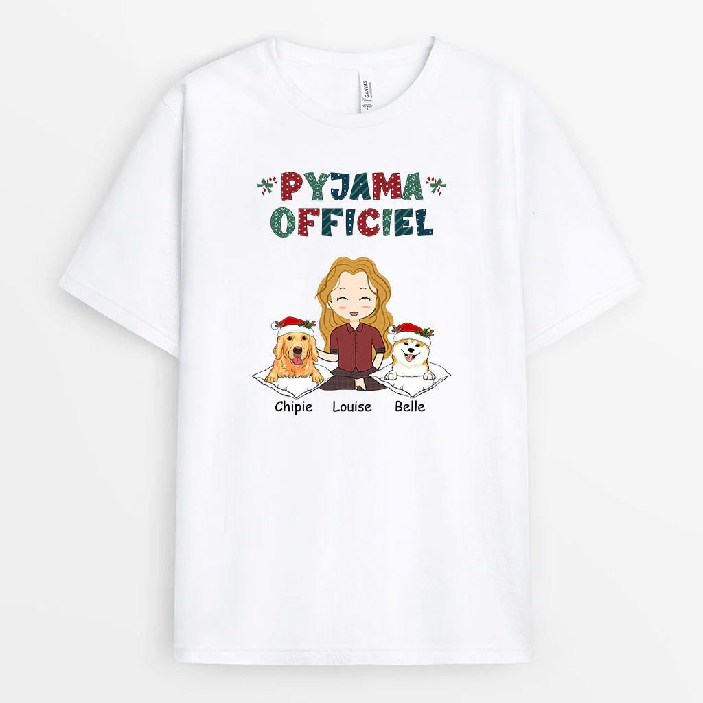Tee Shirt Personnalisé Femme - Pyjama Officiel Chien Noel - Image 2