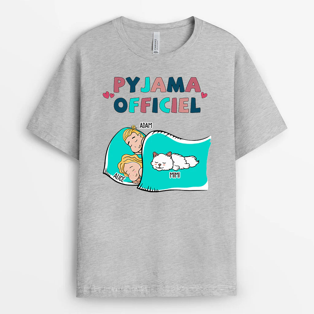 T shirt personnalisé avec chat – Pyjama Officiel Couple