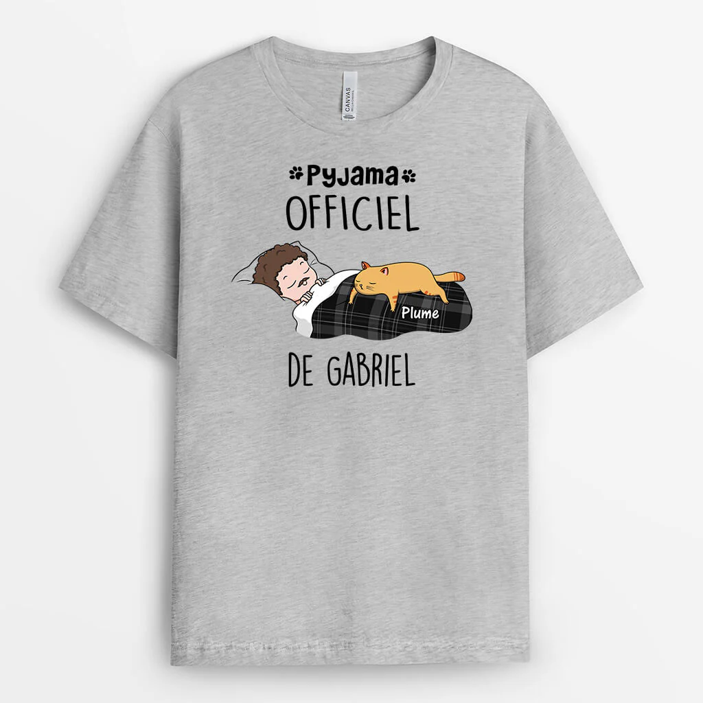 Tee Shirt Personnalisé Avec Chat Paresseux | Pyjama Officiel De Version Femme - Image 2