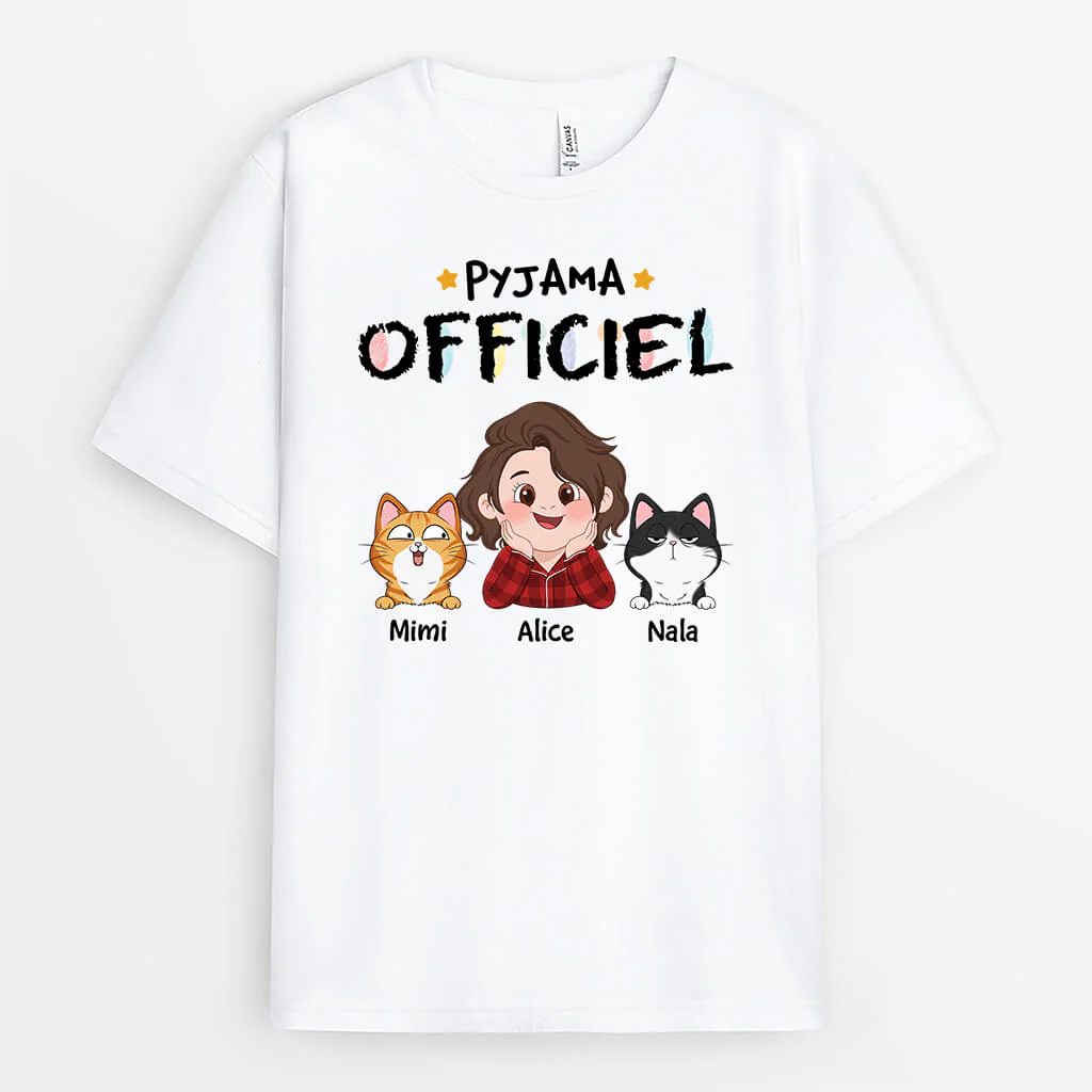 Tee Shirt Personnalisé Chat - Pyjama Officiel Version Chat Dodu