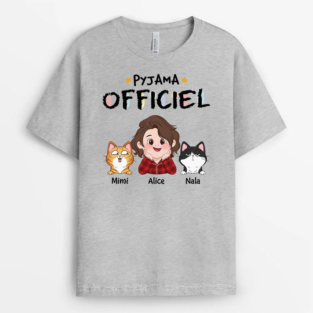 Tee Shirt Personnalisé Chat - Pyjama Officiel Version Chat Dodu - Image 2