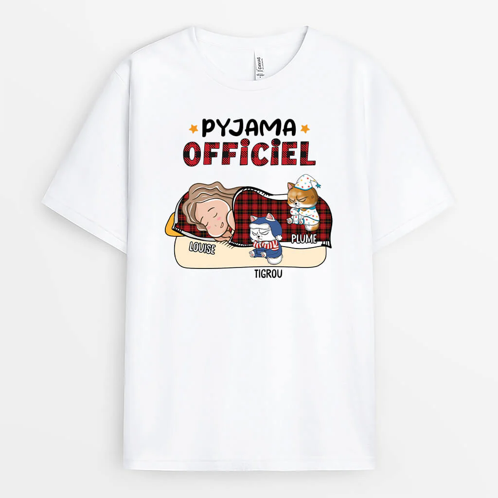Tee Shirt Personnalisé Chat - Pyjama Officiel Version Chat En Pyjama