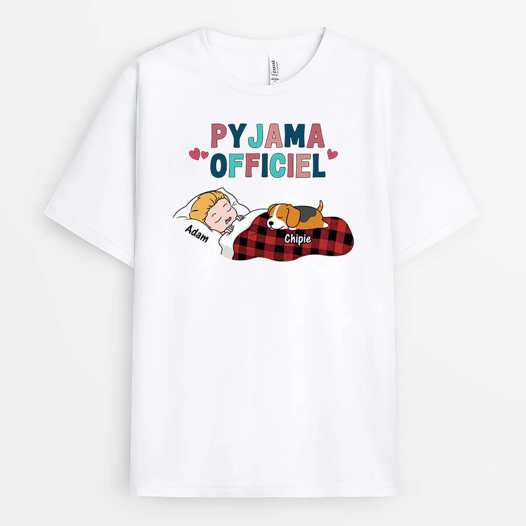 Tee Shirt Chien Personnalisé - Pyjama Officiel Avec Chiens Dormant - Image 2