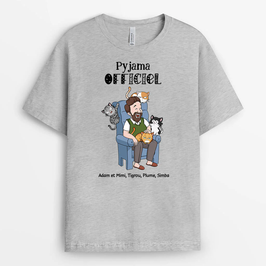 T shirt Personnalisé Avec Chat - Pyjama Officiel Version Chats Hilarants - Image 2