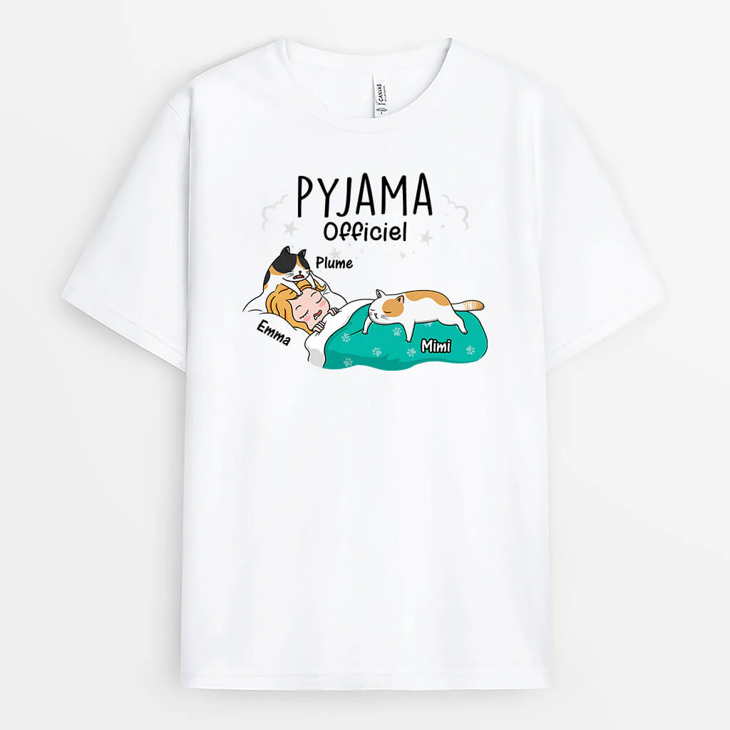 Tee Shirt Personnalisé Avec Chat - Pyjama Officiel Avec Chats Paresseux