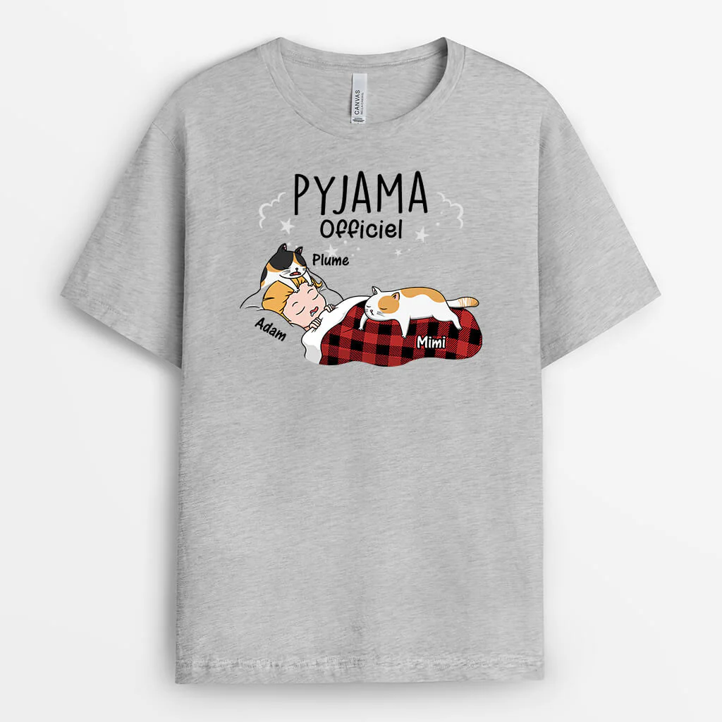 Tee Shirt Personnalisé Avec Chat - Pyjama Officiel Avec Chats Paresseux - Image 2