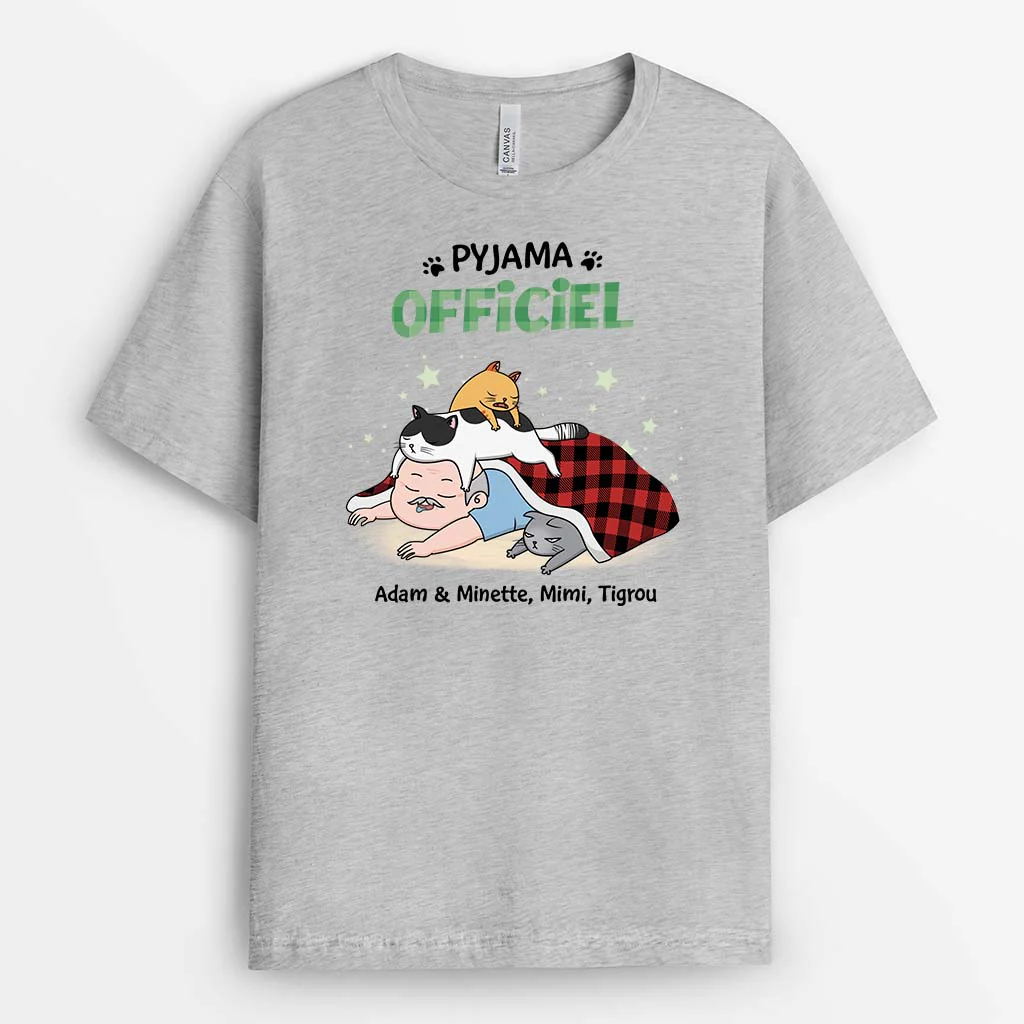 Tee Shirt Personnalisé Chat - Pyjama Officiel Version Chats Paresseux - Image 2
