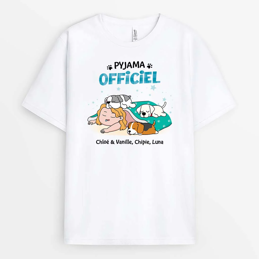 T-shirt Chien Personnalisé - Pyjama Officiel - Design Chiens Paresseux