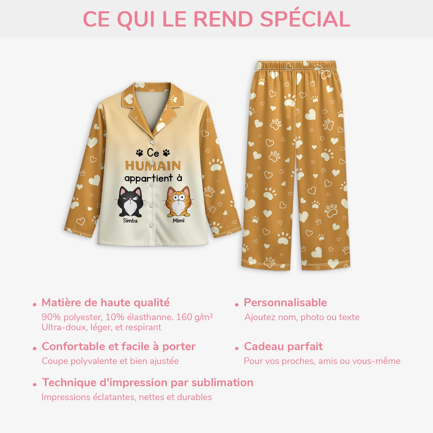 Pyjama Personnalisé Chat - Cet Humain Appartient À - Image 5