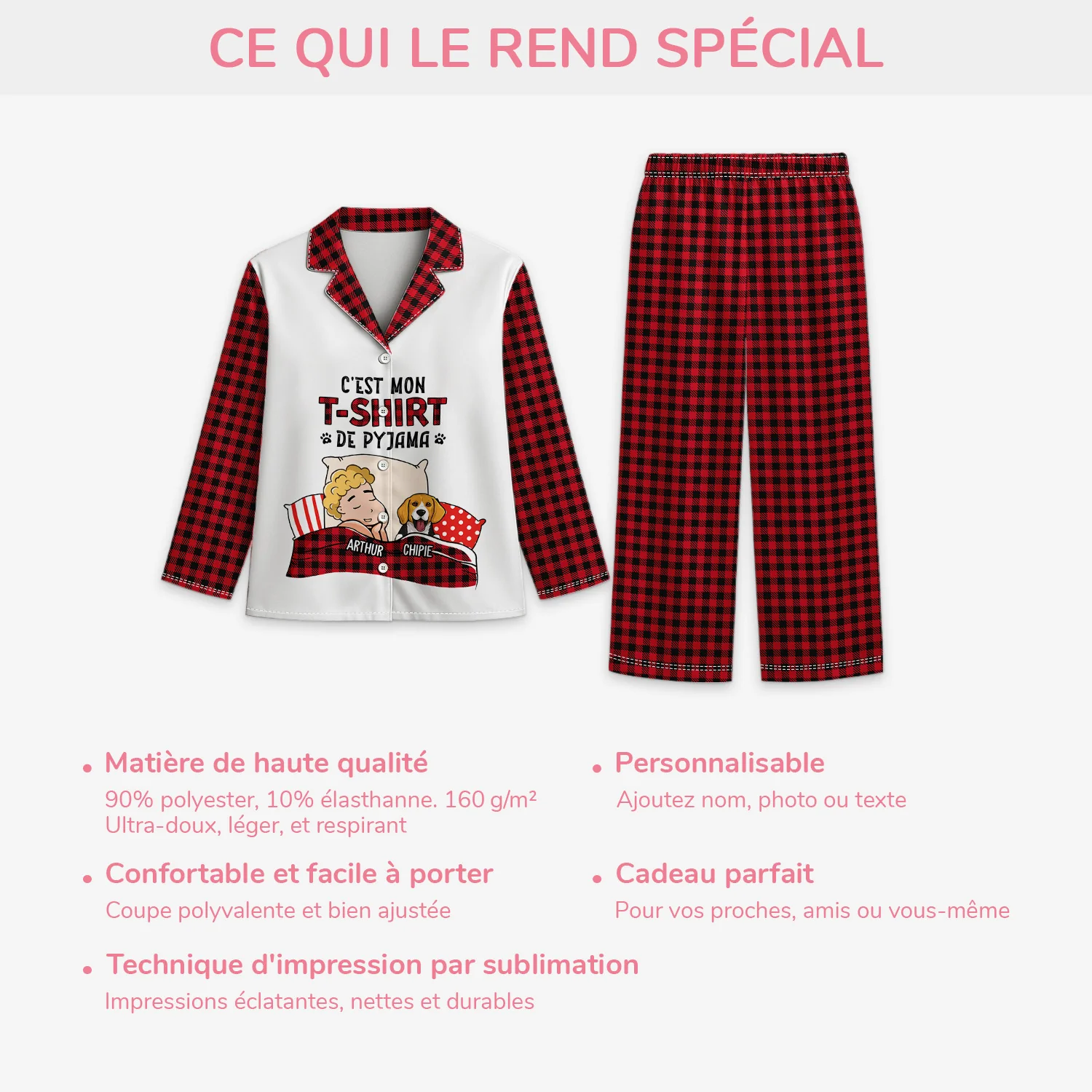 Pyjama Personnalisé Avec Chien - C'est Mon T-shirt De Pyjama - Image 5