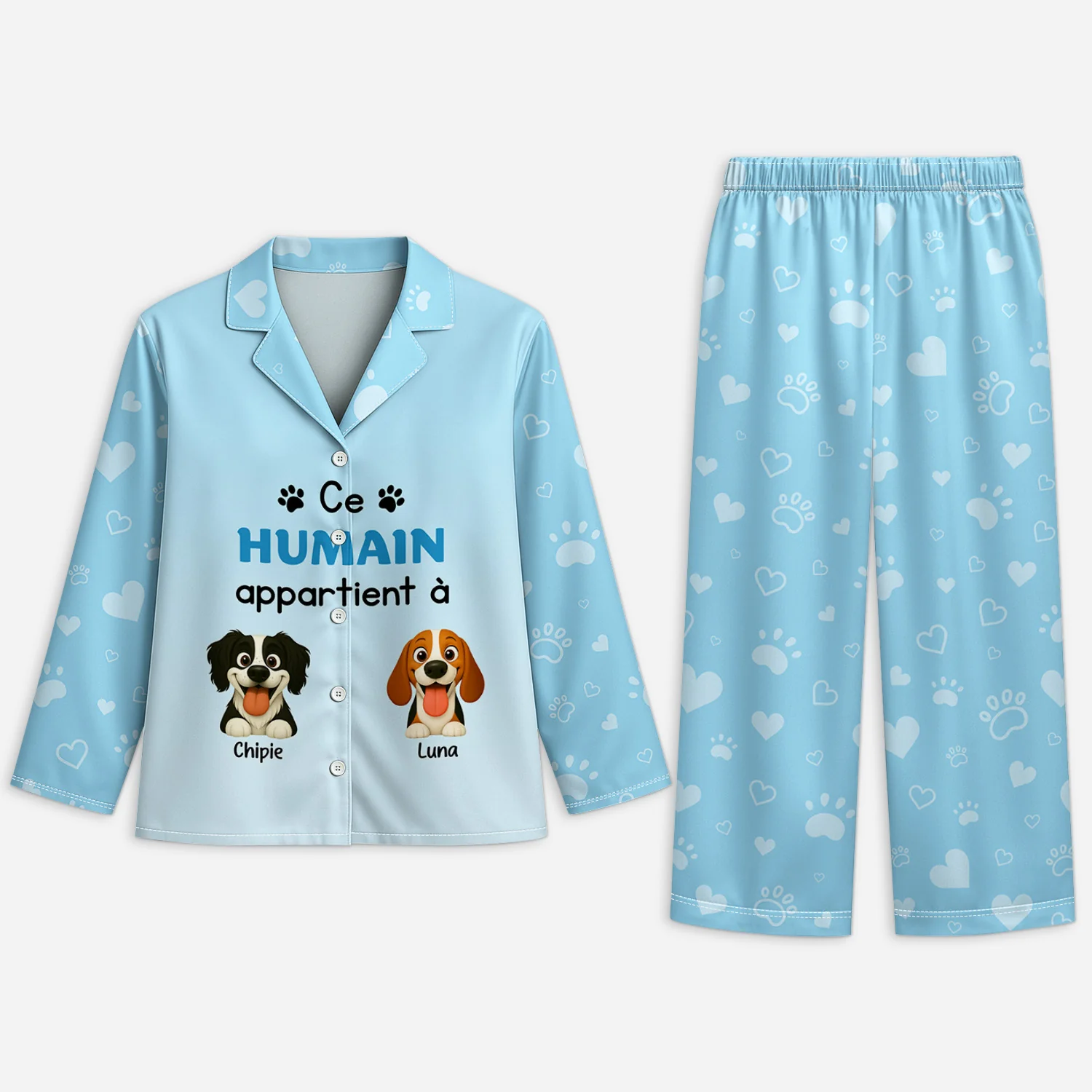 Pyjama Personnalisé Chien - Cet Humain Appartient À