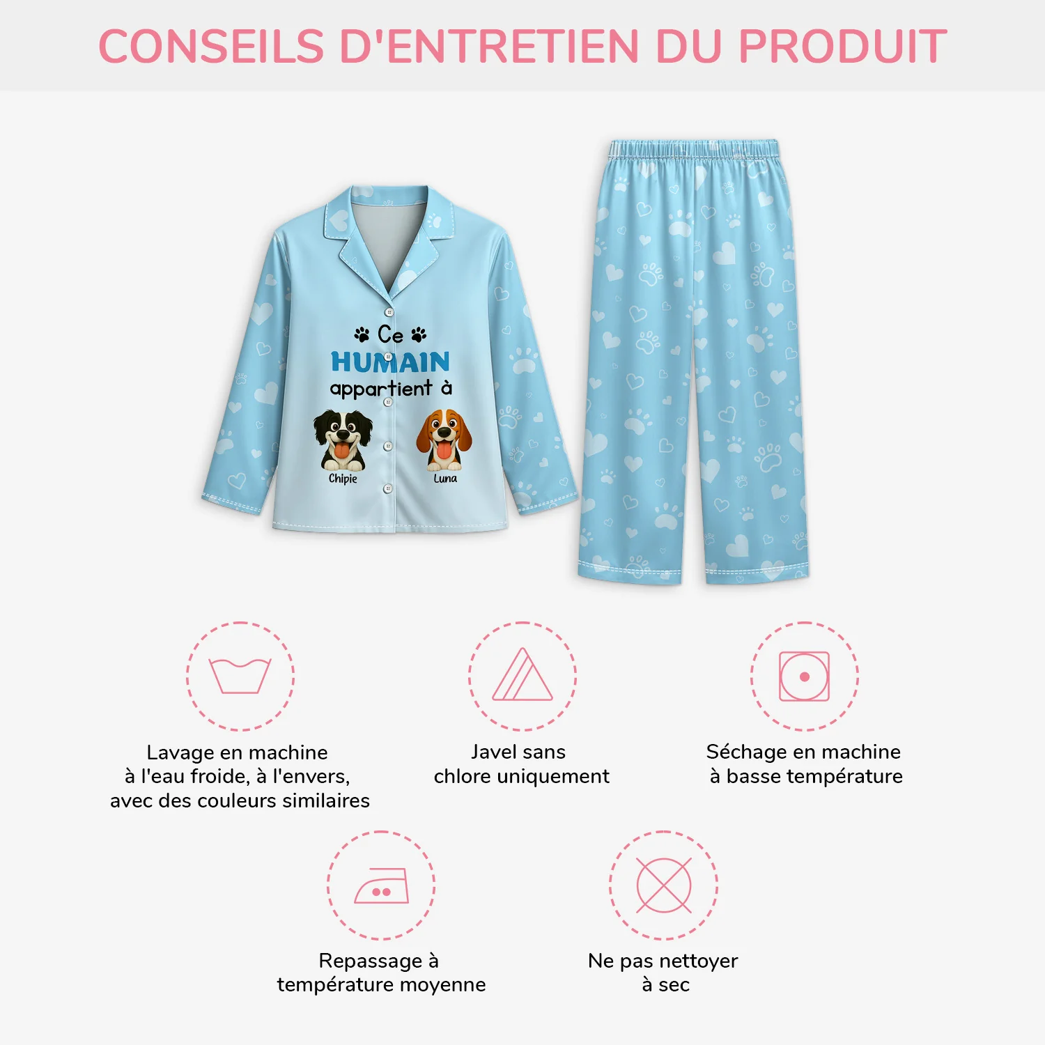 Pyjama Personnalisé Chien - Cet Humain Appartient À - Image 4