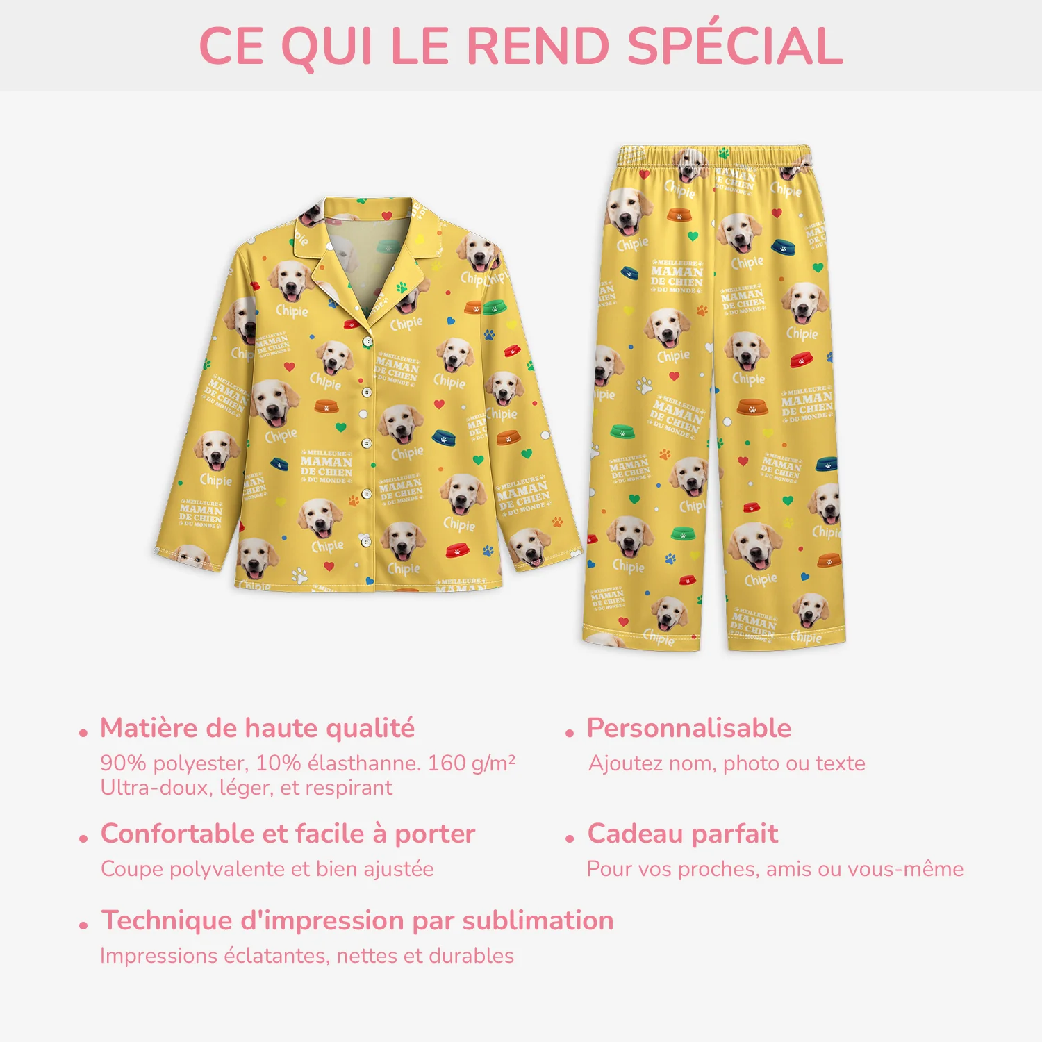 Pyjama Personnalisé Photo - Meilleure Maman/Papa Chien Du Monde - Image 5