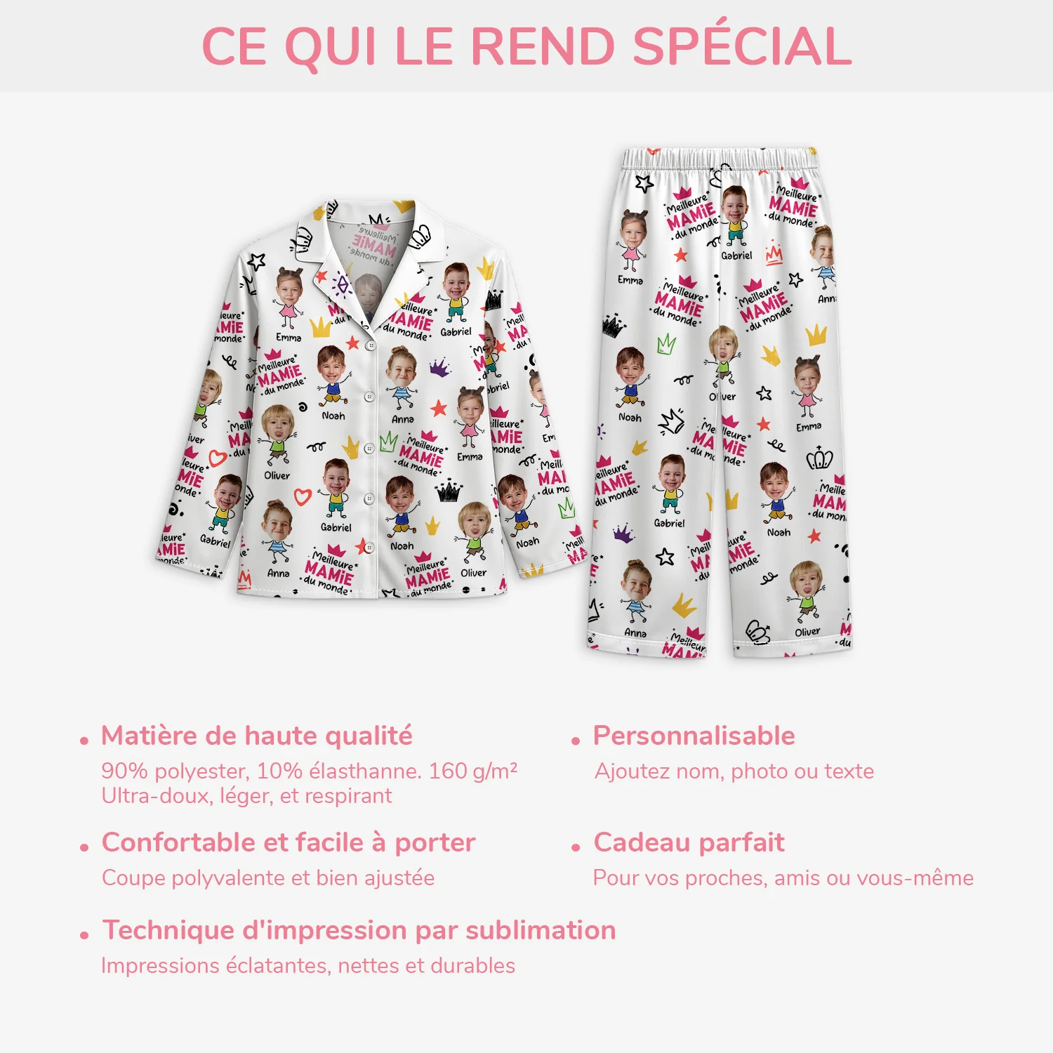 Pyjama Personnalisé Avec Photo - Le Meilleur Papy Mamie - Image 5