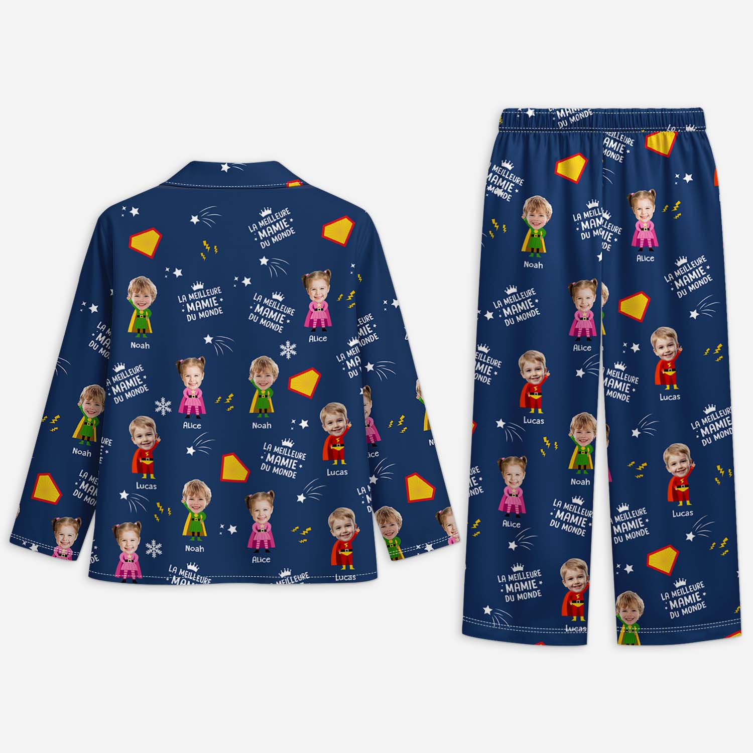 Pyjama Personnalisé Photo - Le Meilleur Papy Mamie Super Héro - Image 2