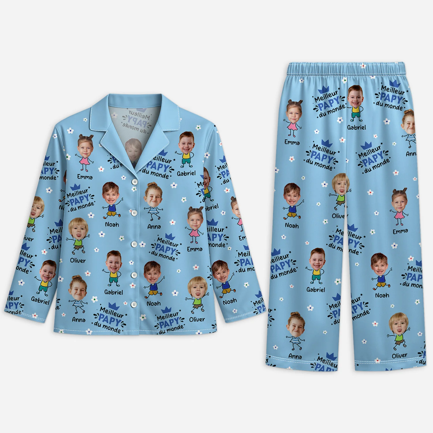 Pyjama Personnalisé Photo - Meilleur Papy/Mamie
