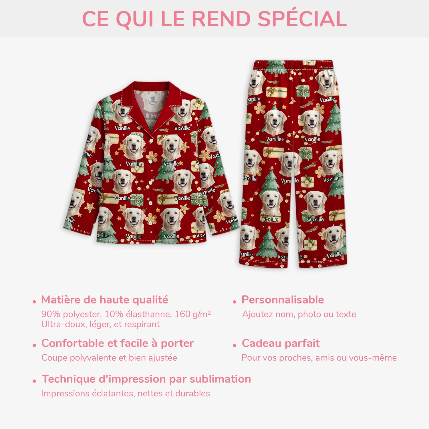 Pyjama Personnalisé Photo - Noël avec Mon Chien/Chat - Image 5