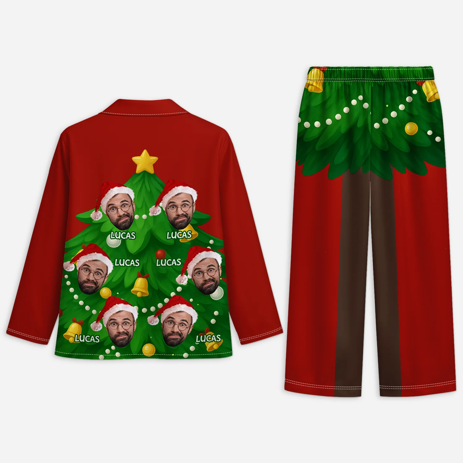 Pyjama Noël Personnalisé - Photo Pour Femme Et Homme - Sapin De Noël Drôle - Image 2