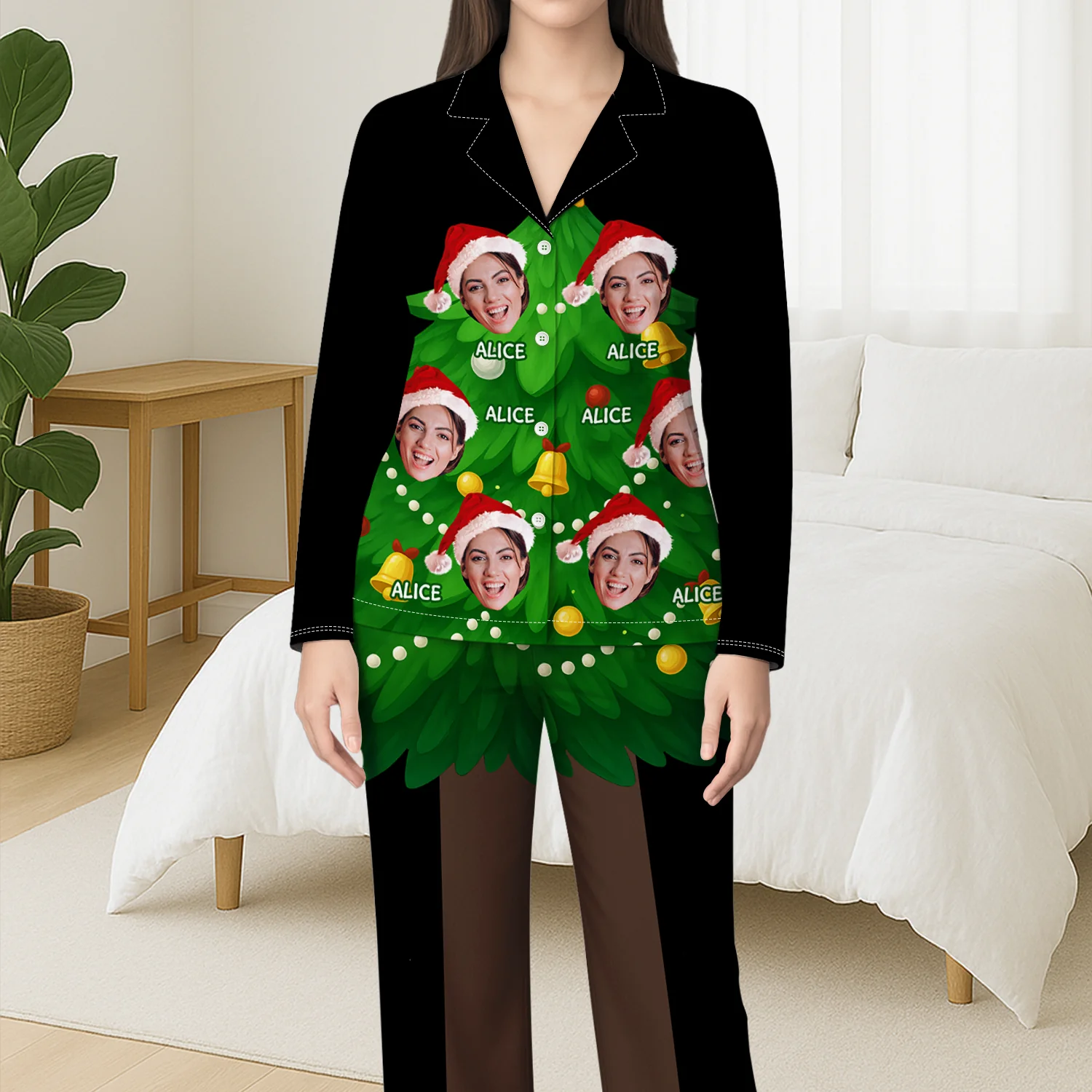 Pyjama Noël Personnalisé - Photo Pour Femme Et Homme - Sapin De Noël Drôle - Image 3