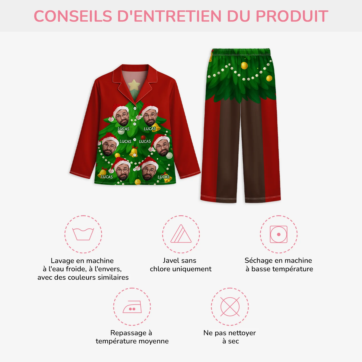 Pyjama Noël Personnalisé - Photo Pour Femme Et Homme - Sapin De Noël Drôle - Image 4