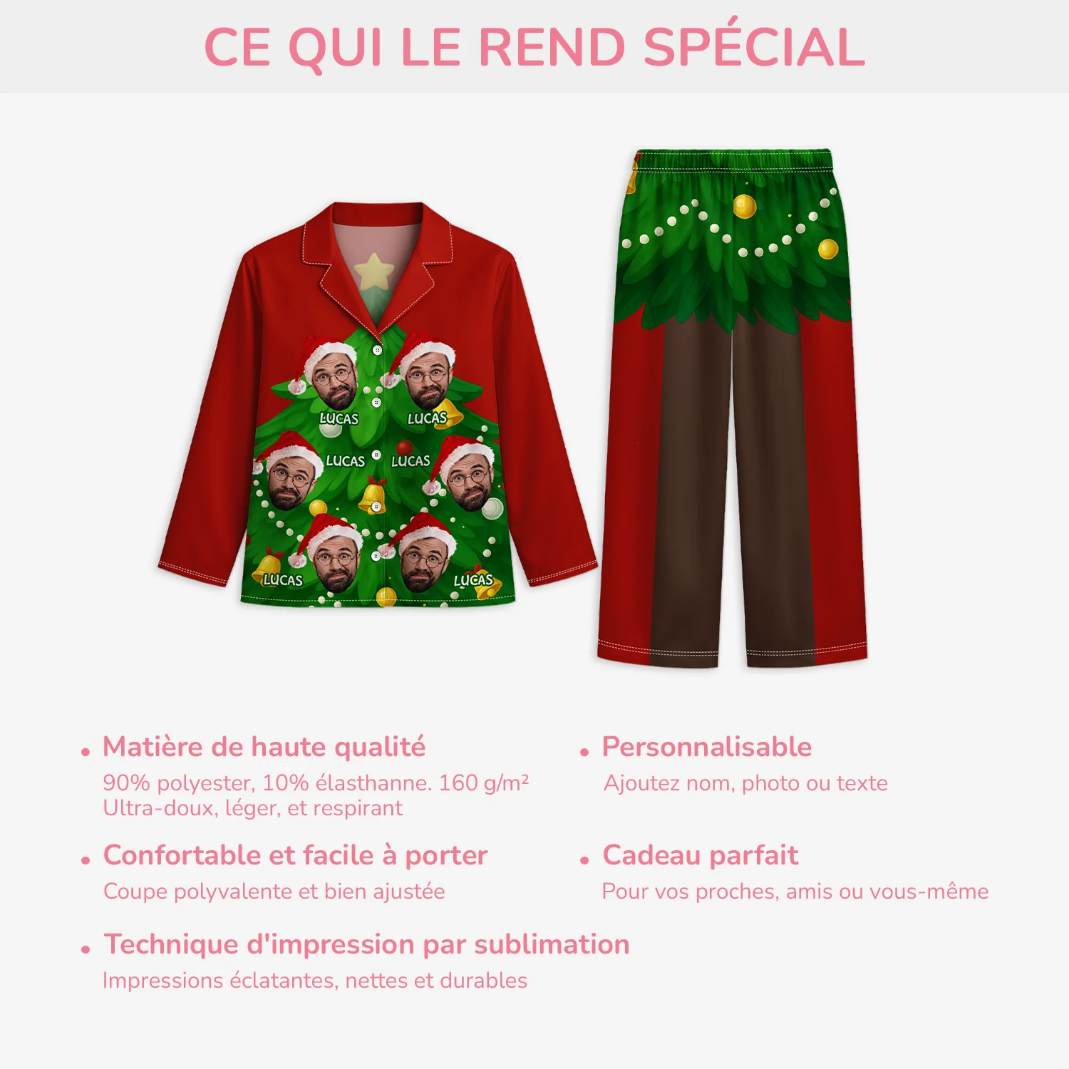 Pyjama Noël Personnalisé - Photo Pour Femme Et Homme - Sapin De Noël Drôle - Image 5