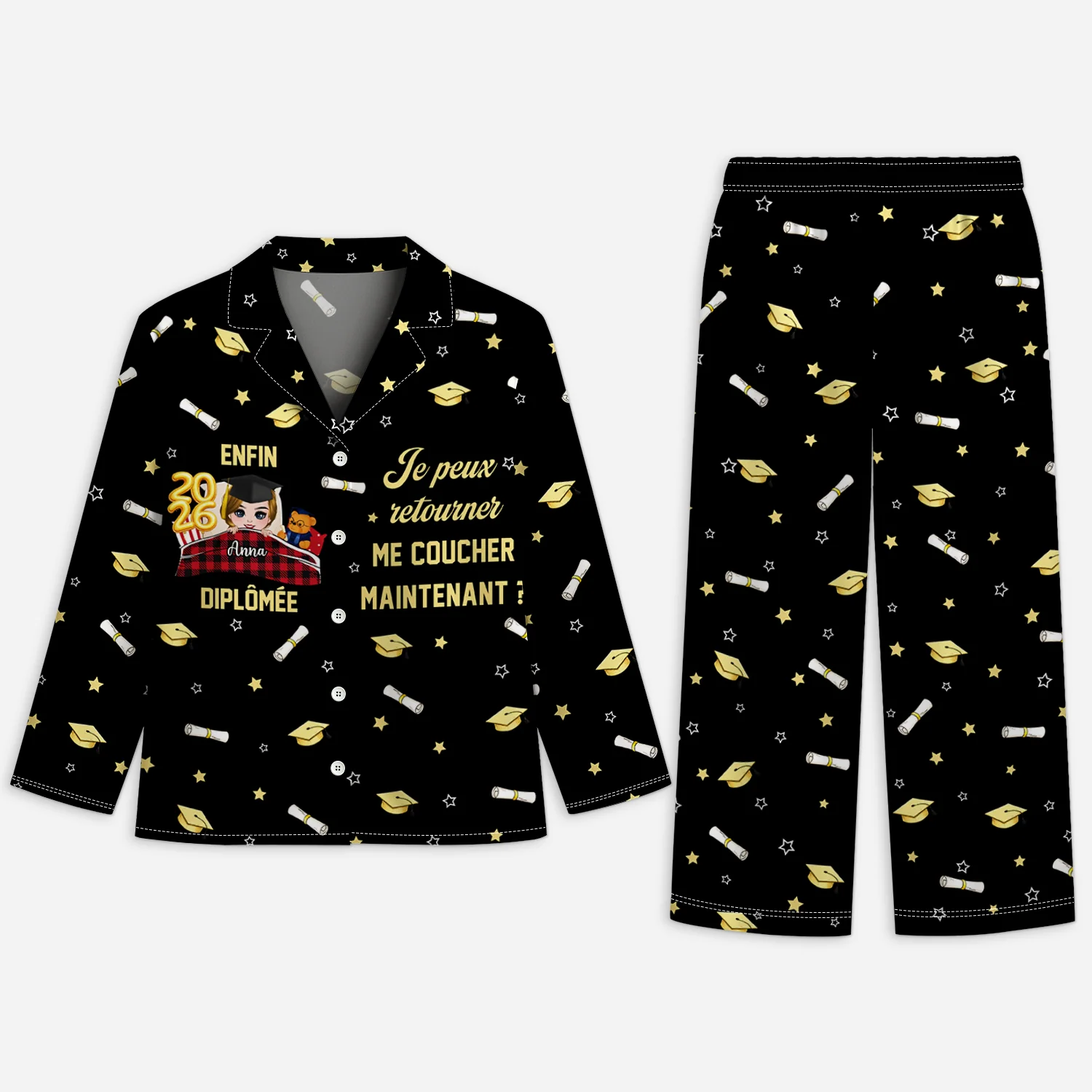Pyjama Personnalisé | Cadeau Diplôme Femme Homme