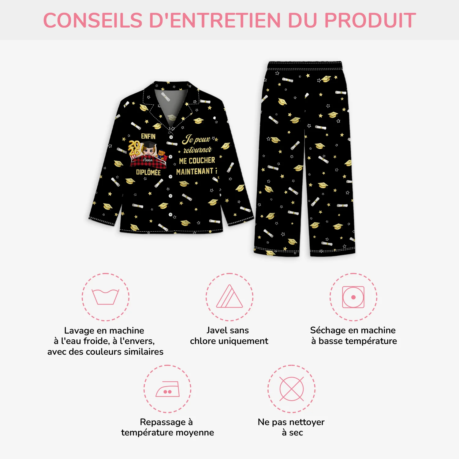 Pyjama Personnalisé | Cadeau Diplôme Femme Homme - Image 4