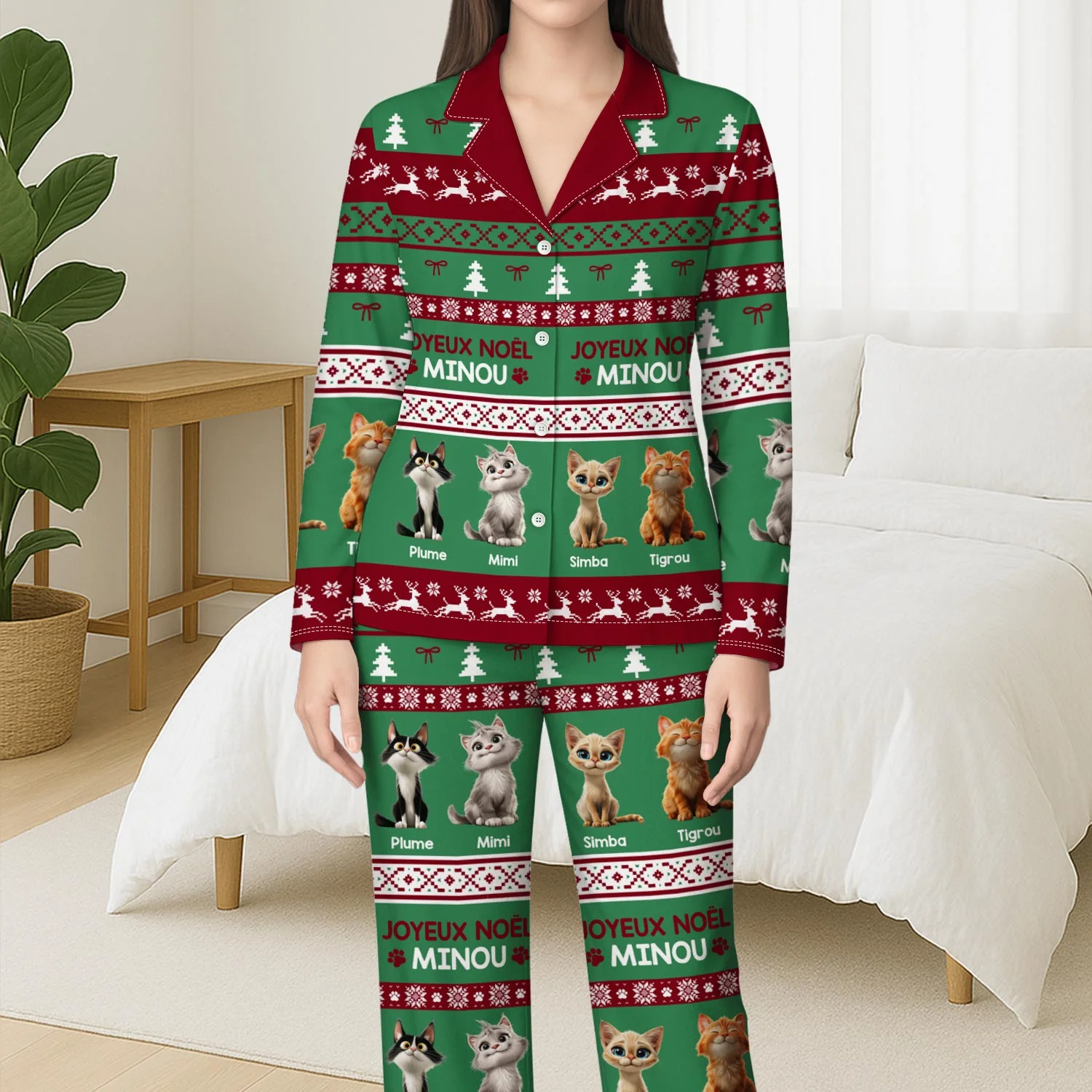 Pyjama Personnalisé Chat - Joyeux Noël Minou - Image 3
