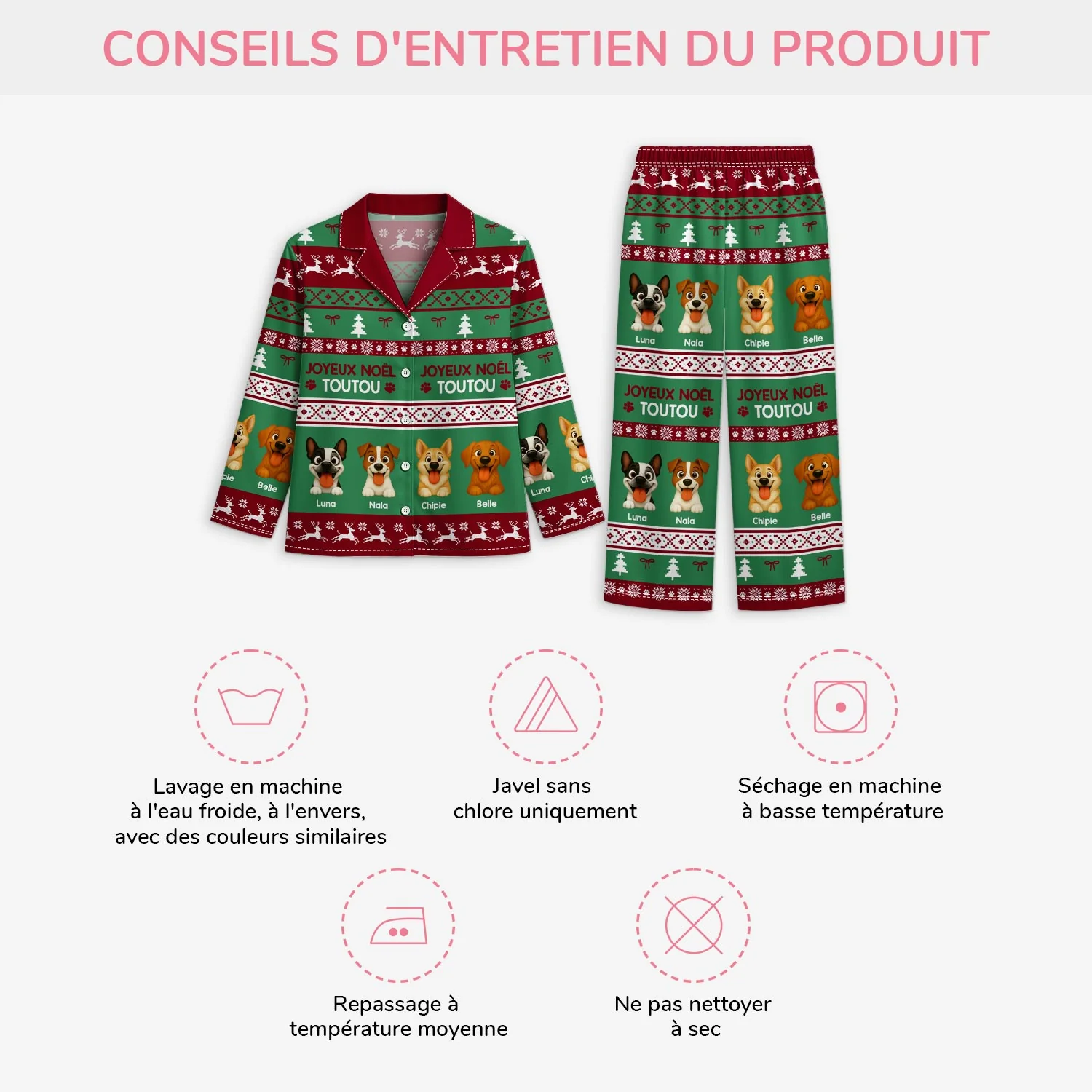 Pyjama Personnalisé Chien - Joyeux Noël Toutou - Image 4