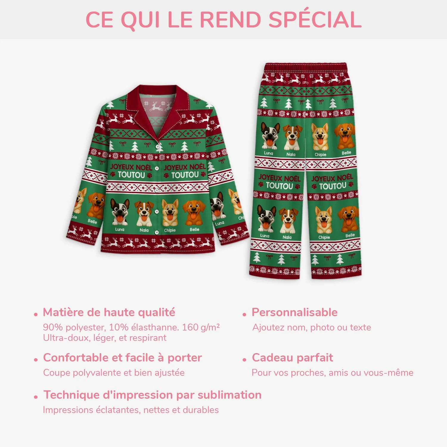 Pyjama Personnalisé Chien - Joyeux Noël Toutou - Image 5