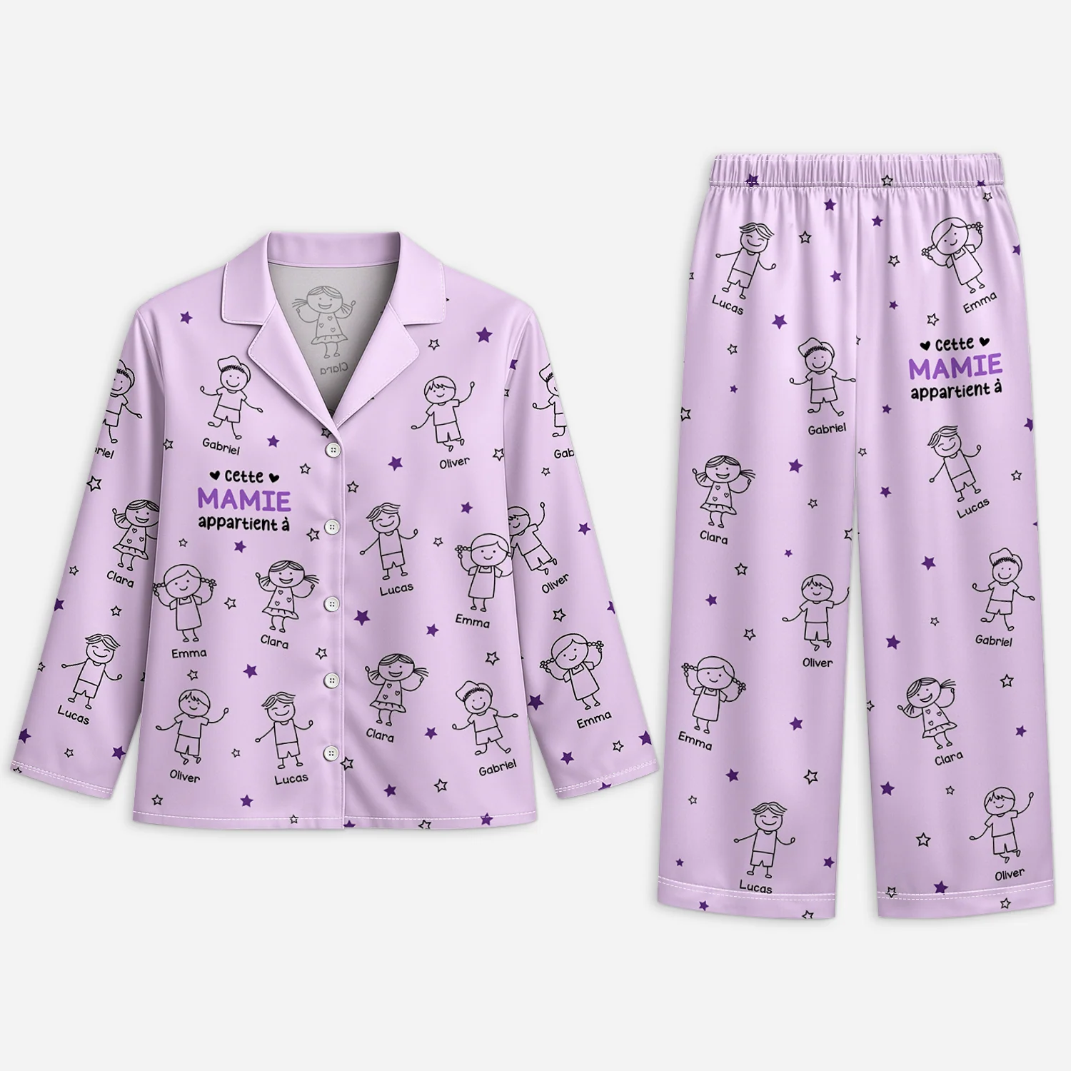 Pyjama Personnalise Famille Ce Papy Cette Mamie Appartient A Ses Enfants - Cadeau Personnalisé Papy