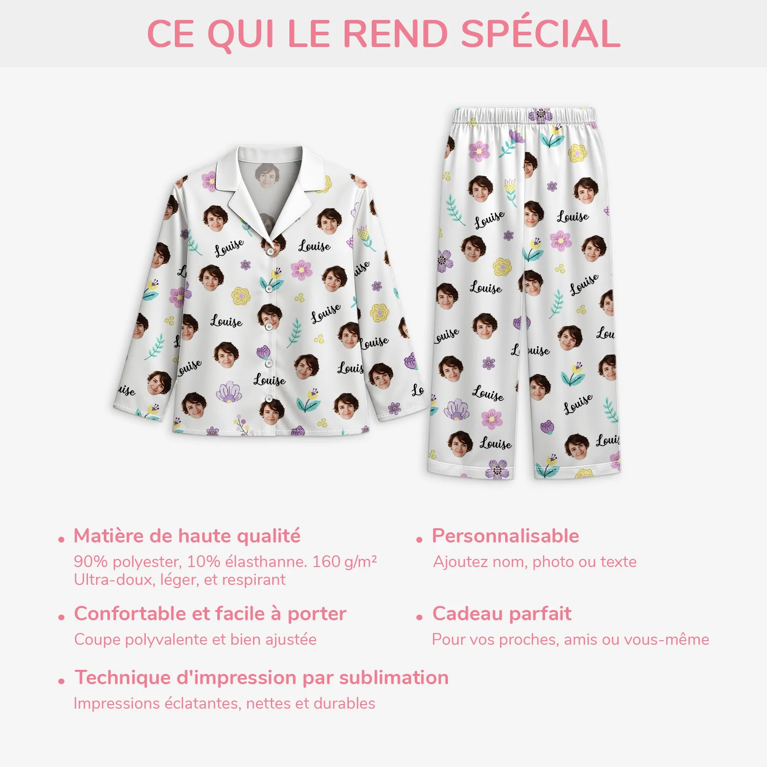 Pyjama Personnalisé Photo - Jolies Fleurs - Image 5