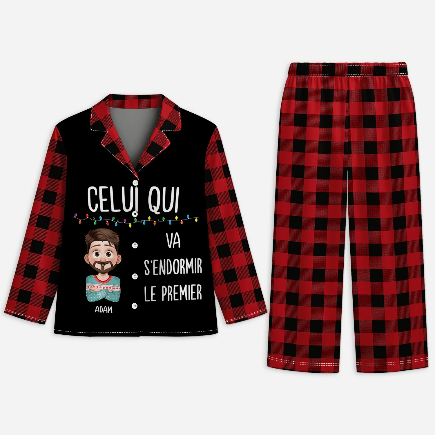Pyjama Personnalisé Femme Et Homme - S'endormir Le Premier