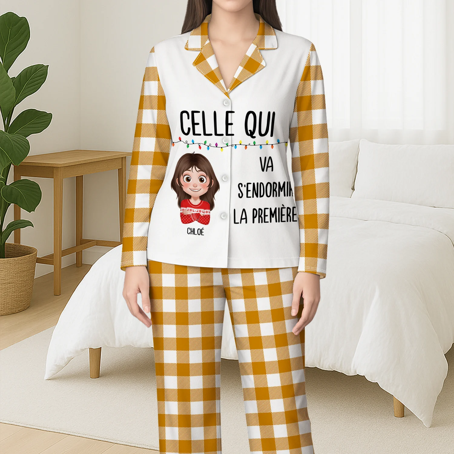 Pyjama Personnalisé Femme Et Homme - S'endormir Le Premier - Image 3
