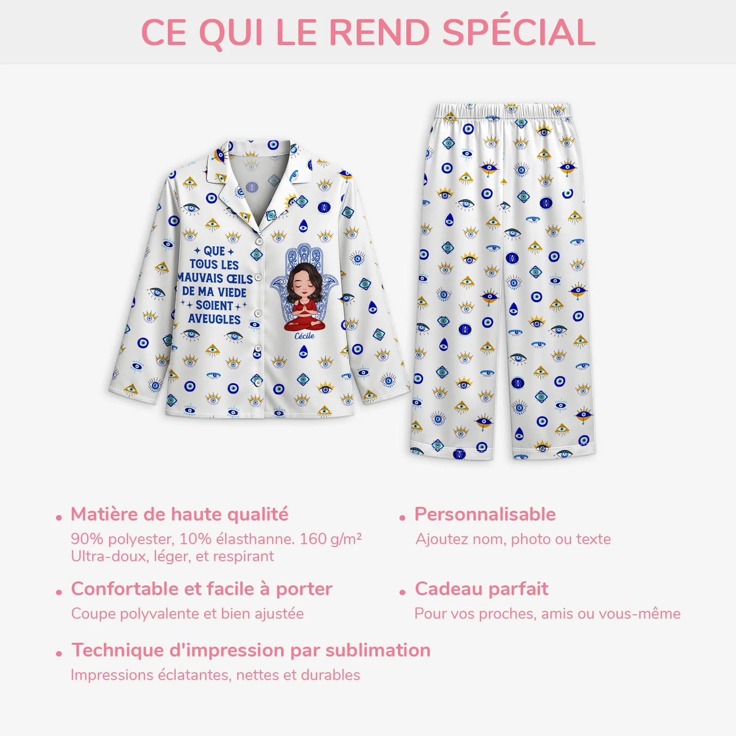 Pyjama Personnalisé Femme - La Vie Est Meilleure Avec Le Yoga - Image 5
