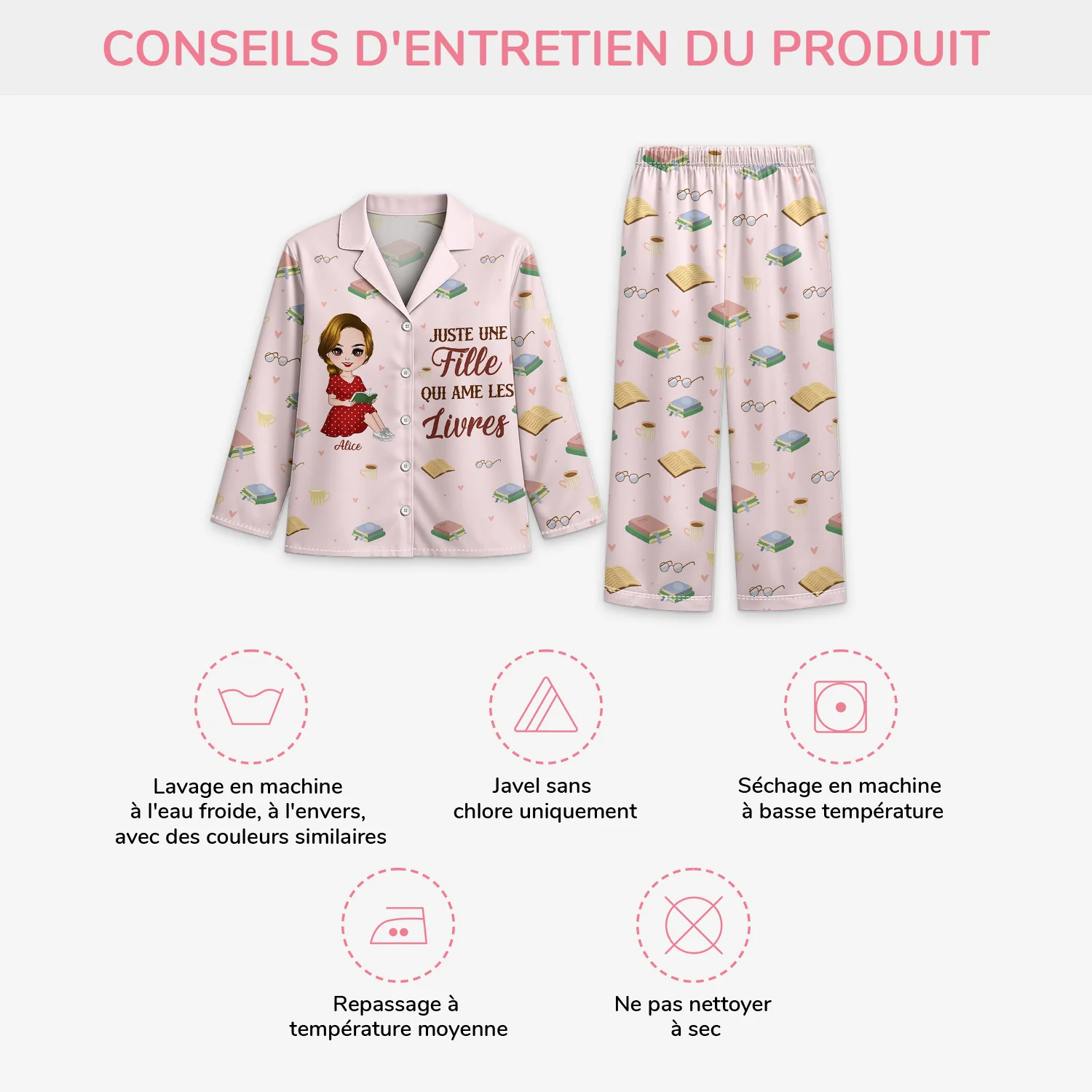 Pyjama Personnalisé - Juste Une Fille Qui Aime Les Livres - Image 4