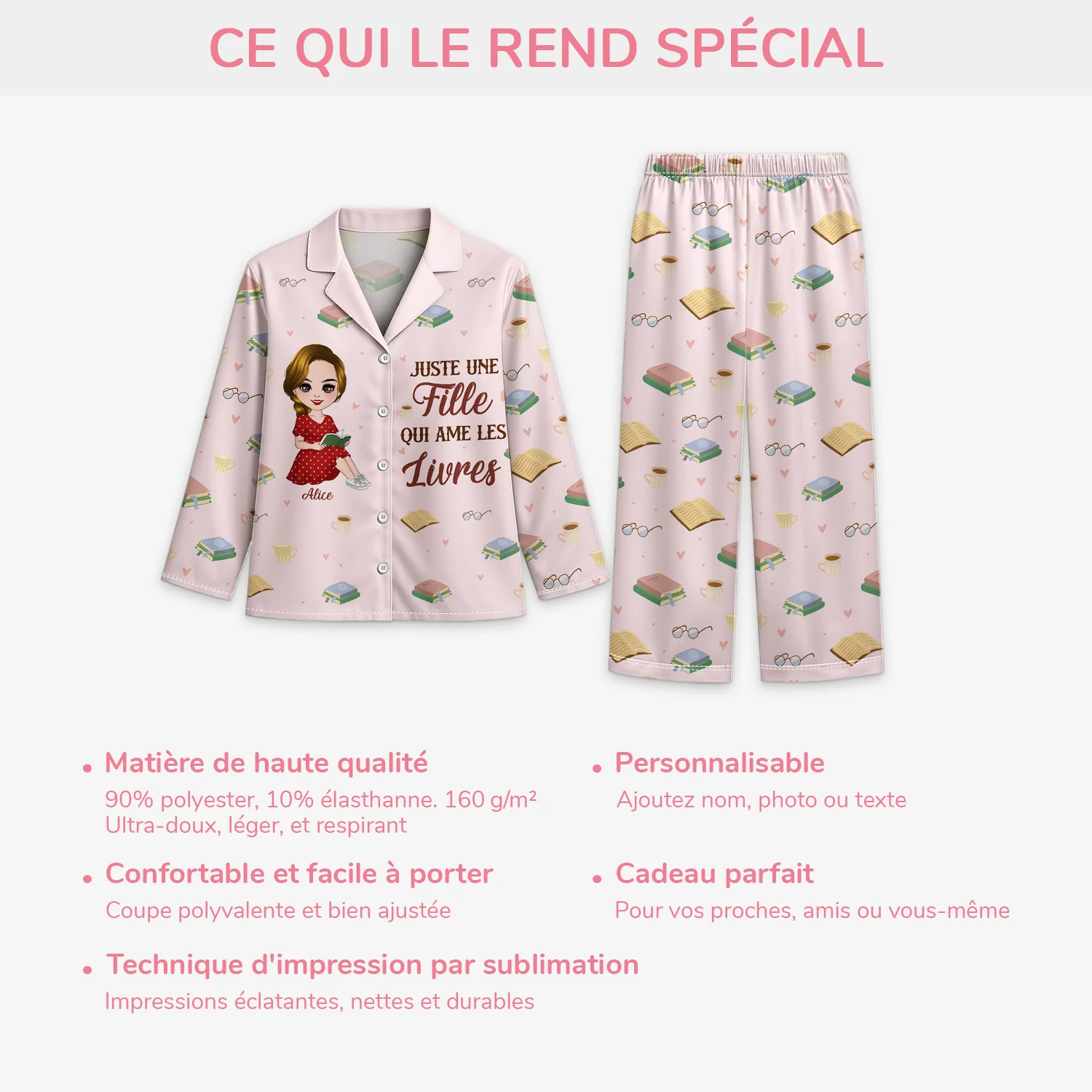 Pyjama Personnalisé - Juste Une Fille Qui Aime Les Livres - Image 5